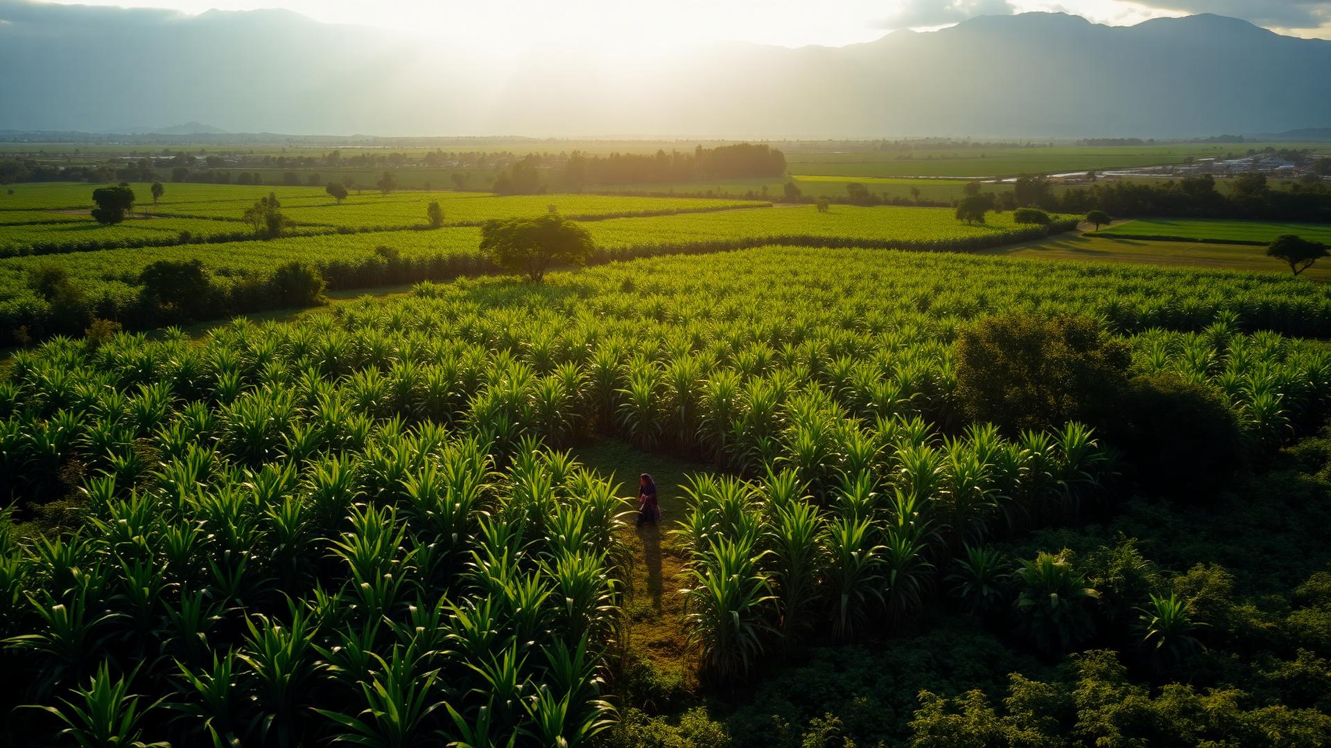 Campo de caña de azúcar en el Valle del Cauca, Colombia