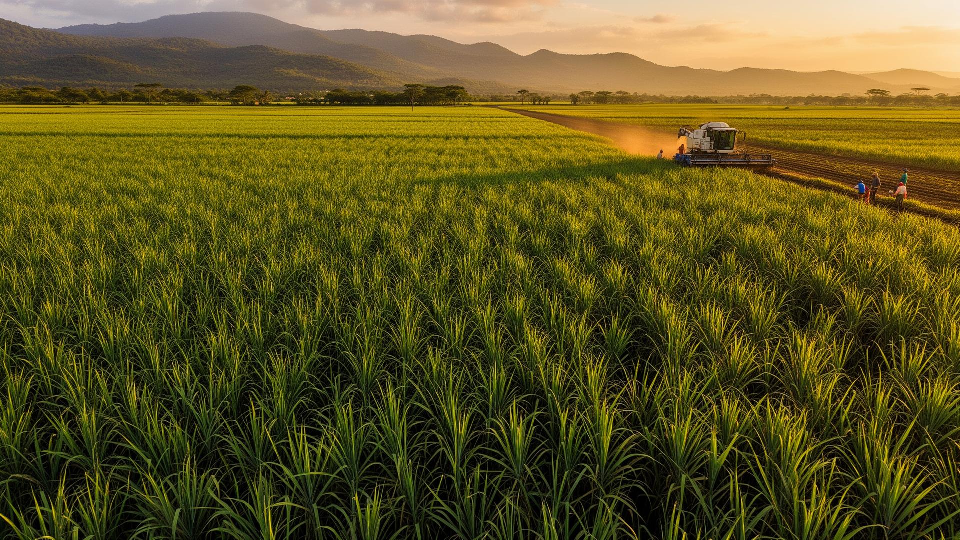 Campo de caña de azúcar en México durante la cosecha